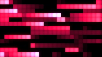 Poster - Pixel lines move horizontally. Motion. Retro animation with moving pixel stripes on black background. Bands of pixels move horizontally creating circular motion effect