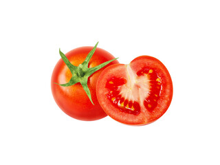 Sticker - Tomato red whole and half cut vegetables isolated on white