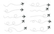 Set of dashed line air plane route, flat design