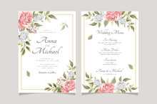 Elegant Hand Drawing Wedding Invitation Floral Design