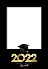 Canvas Print - Class of 2022 Graduation, A4 photo frame. Congratulations Graduation with academic cap, You did it. High school graduate party template