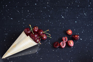 Wall Mural - An appetizer with fresh red cherries