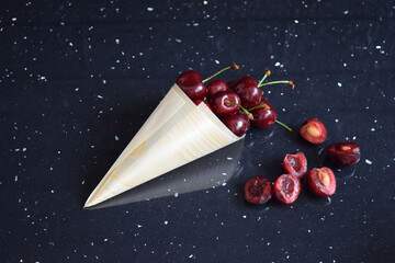 Wall Mural - An appetizer with fresh red cherries