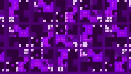 Poster - Background with bright pixel pattern changing in squares. Motion. Stylish pixel pattern moves in squares. Squares with changing colorful pixels
