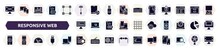 Responsive Web Filled Icons Set. Glyph Icons Such As Expand Screen, Usb Charger, Big Tablet, Monitor With Text, Descendant, Os X, Code Rate, Document Tings, Screens Icon.