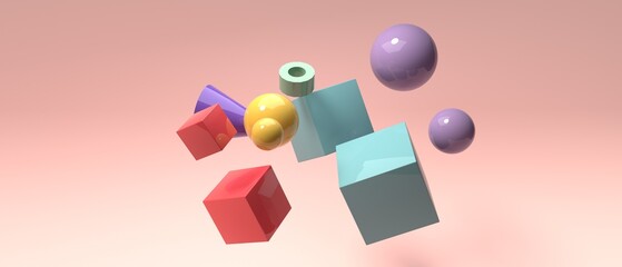 Poster - Abstract 3D render illustration of geometric shapes