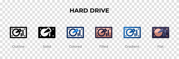 Poster - Hard Drive icon in different style. Hard Drive vector icons designed in outline, solid, colored, filled, gradient, and flat style. Symbol, logo illustration. Vector illustration