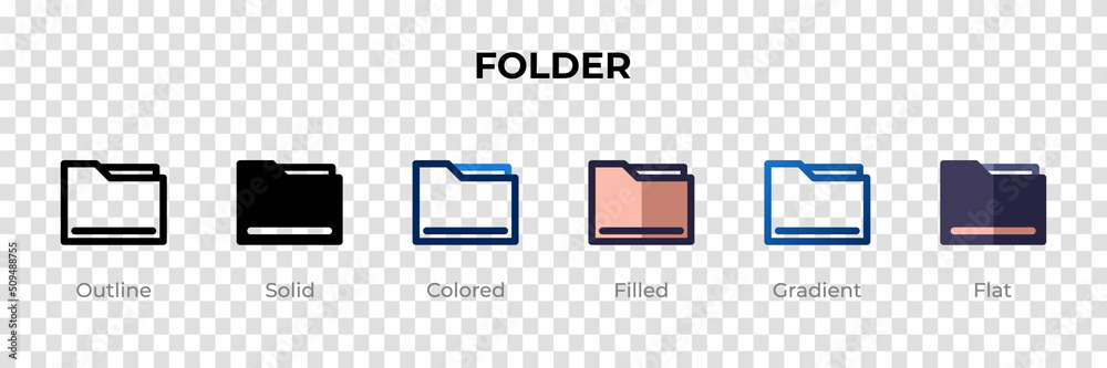 Folder icon in different style. Folder vector icons designed in outline ...