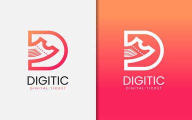 Poster - Abstract Monogram Letter D Combined with Voucher As Digital Voucher Logo Design.