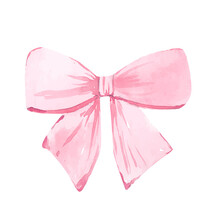 Pink Bow Watercolor  Llustration
