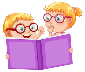 Poster - Boy and girl reading book together