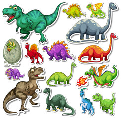 Sticker - Sticker set of different dinosaurs cartoon