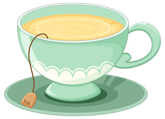 Wall Mural - a cup of tea in green colour