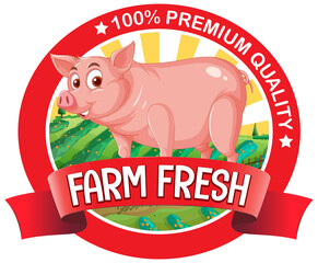 Canvas Print - Pig farm fresh logo for pork products