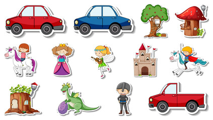 Sticker - Sticker set of fantasy fairy tale cartoon characters