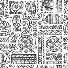 Poster - Ethnic handmade ornament for your design. Polynesian style, seamless pattern