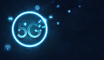 Leinwandbilder - 5G technology wireless data transmission, high-speed internet in abstract. Information flow modern network connection concept background. global connection and internet network concept. vector design