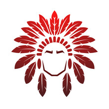 Red Indian Chief Head Logo Icon Vector Illustration