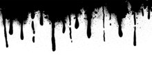Abstract Black Paint Dripping Vector Background. Black Ink Liquid Splatter Wallpaper With Spray Paint, Graffiti Drips Texture. Black Fluid Dripping Illustration Design For Decorative, Street Art.