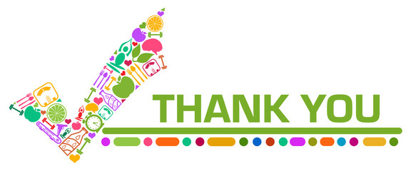Poster - Thank You Colorful Symbols Tick Mark Left Text 