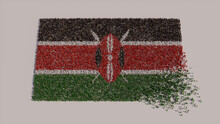 Kenyan Flag Formed From A Crowd Of People. Banner Of Kenya On White.
