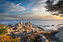 Monterey - View Of The Coast At Sunset.