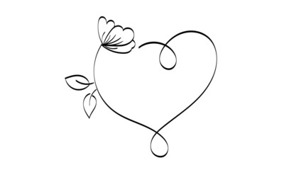 Sticker - Simple flower tattoo outline. Flower Line Art Drawing for print or use as poster, card, flyer or T Shirt 