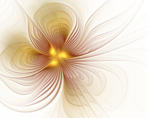 Wall Mural - Abstract fractal golden brown flower  on white background