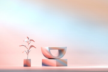 Poster - Colorful pastel object podium platform product display and showcase 3d rendering