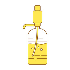 Poster - Bottle of water with manual pump semi flat color vector object. Full sized item on white. Hydration. Office arrangement simple cartoon style illustration for web graphic design and animation