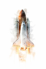 Wall Mural - space shuttle watercolor style. illustration.