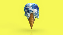 The Earth Ice Cream Melting For Climate Change Or Global Warming Concept 3d Rendering