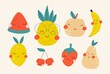 Set with cute fruits. Kids print. Vector illustrations