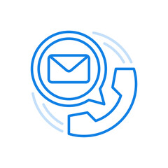 Poster - Voice notification email vector line icon. Modern technology call subscriber when new web message arrives.