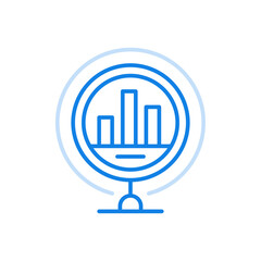 Poster - Fluctuations infographics vector line icon. Graphical columns in circle on stand.