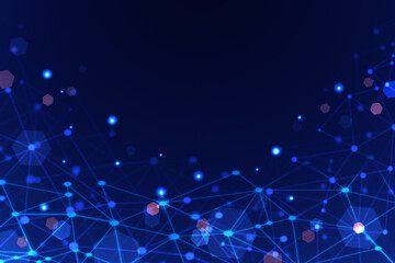 Abstract dark blue background futuristic. Molecules technology with polygonal shapes, Illustration design digital technology concept.