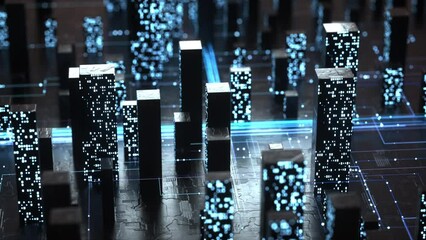 Wall Mural - abstract futuristic city data building 3d rendered