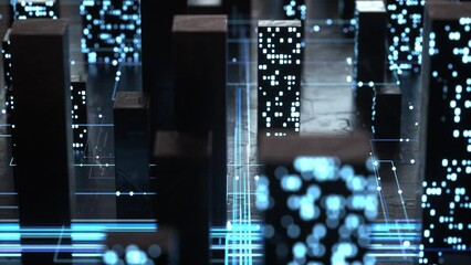 Wall Mural - abstract futuristic city data building 3d rendered