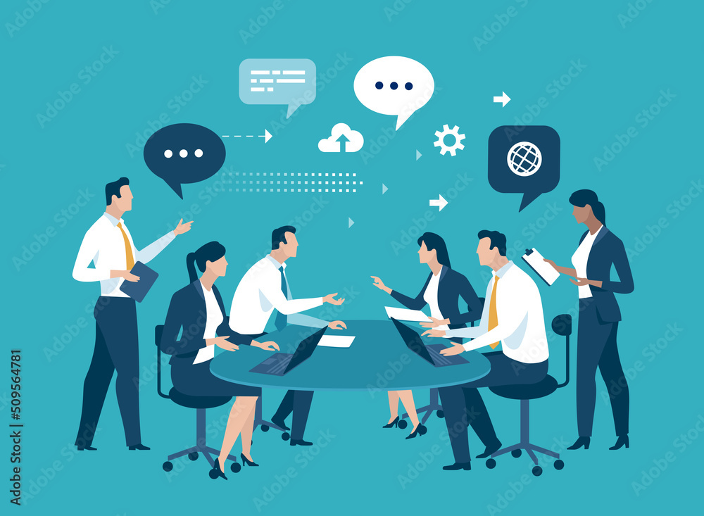 Business meeting. Teamwork and communication concept. Vector ...