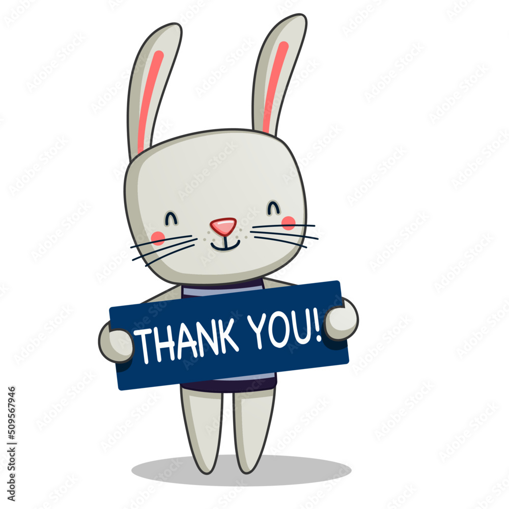 cute rabbit thanks (inscription in English \, image size:1000x1000