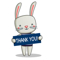 cute rabbit thanks (inscription in English 