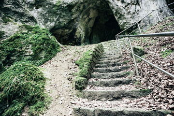 Wall Mural - stairs going up in the mountains.