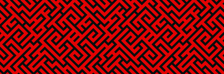 Poster - Vector widescreen seamless background. Maze backdrop. Labyrinth illustration.