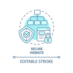 Wall Mural - Secure website turquoise concept icon. Accessible and safe site. SEO ranking factor abstract idea thin line illustration. Isolated outline drawing. Editable stroke. Arial, Myriad Pro-Bold fonts used