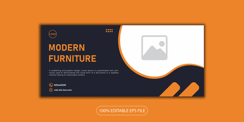 Modern furniture web banner facebook cover design template 