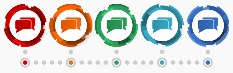 Leinwandbilder - Message, bubble, dialog concept vector icon set, flat design pointers, infographic template