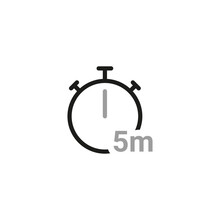 Simple Of Timers Related Icons. Five Minute Timer Icon. Vector Illustration.