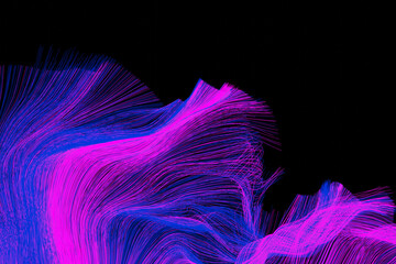 Poster - Abstract blue pink wave color illustration with place for text, 3d rendering