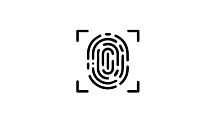 Fingerprint Identification Icon, Fingerprint Scan Icon, Biometric Identification Sign, Thumbprint Symbol Vector Illustration.

