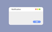  3d Empty Reminder Popup, Push Notification Icon. Reminder Popup Bell Notification Alert Or Alarm Icon Sign Or Symbol For Application Website Ui On Purple Background 3d Rendering Illustration.